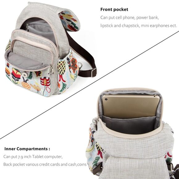 4462 Vintage Embroidered Floral Ethnic Backpack Handbag Shoulder Bag Mini main image 5